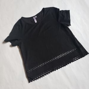 Alya Francesca's Collection black cutout suede top